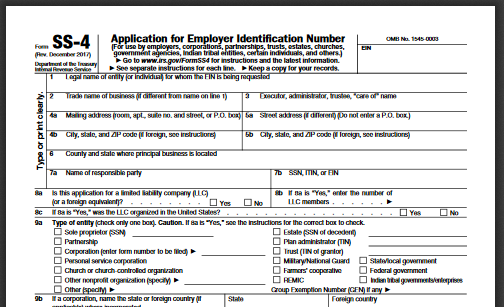 EIN Application SS4